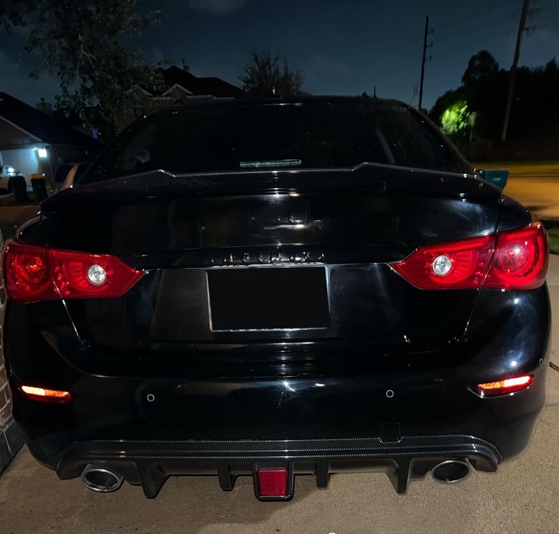 NeespoC Rear Diffuser with Light Fit for Infiniti Q50 2014 2015 2016 2017, Add-on Body Kit Rear Bumper Lower Lip Splitter Exterior Accessories (Carbon Fiber Style) - Image 4
